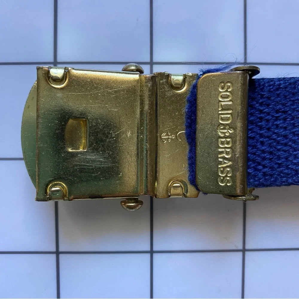 Cub Scouts Vintage Navy Woven Belt With Brass Buckle